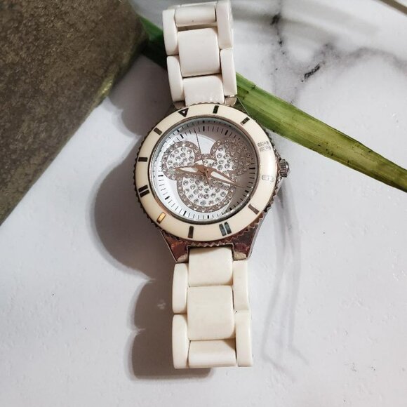Mickey Mouse Women's White Crystal Watch - Picture 1 of 12